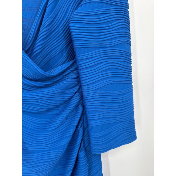 Joseph Ribkoff Royal Blue Textured 3/4 Sleeve faux wrap Dress Size 14 Canada - Picture 2 of 5